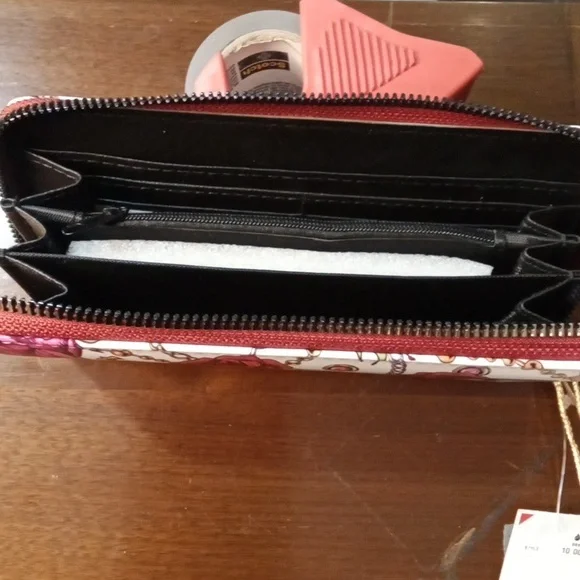 IMOSHION vegan leather wallet with roses & dollar signs NWT - Picture 4 of 4